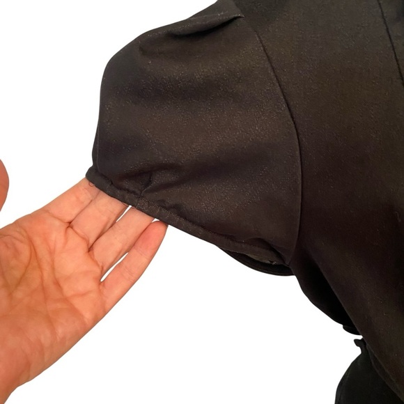 Liz Claiborne Fit & Flare Belted Dress Size 16 Black Button Front Career Classic - Picture 5 of 8